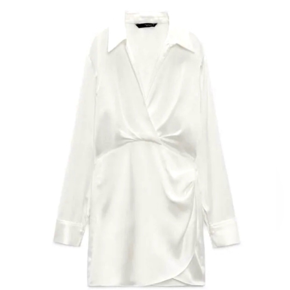 Zara White Mini Wrap Dress - Picture 2 of 12